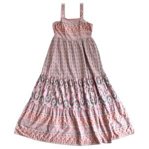 Knox Rose Pink Boho Floral Maxi Dress Smocked Back Size Small